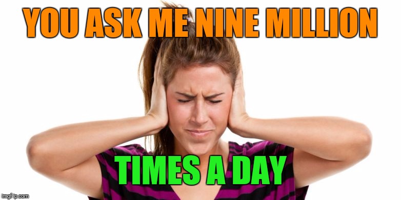 Memes | YOU ASK ME NINE MILLION TIMES A DAY | image tagged in memes | made w/ Imgflip meme maker