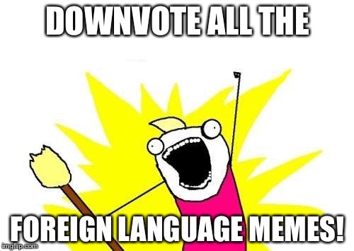 X All The Y Meme | DOWNVOTE ALL THE FOREIGN LANGUAGE MEMES! | image tagged in memes,x all the y | made w/ Imgflip meme maker