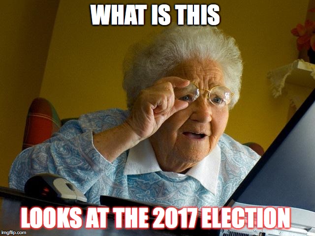 Grandma Finds The Internet Meme | WHAT IS THIS; LOOKS AT THE 2017 ELECTION | image tagged in memes,grandma finds the internet | made w/ Imgflip meme maker