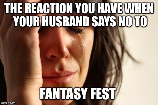 First World Problems | THE REACTION YOU HAVE WHEN YOUR HUSBAND SAYS NO TO; FANTASY FEST | image tagged in memes,first world problems | made w/ Imgflip meme maker