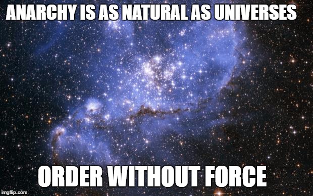 The Universe | ANARCHY IS AS NATURAL AS UNIVERSES; ORDER WITHOUT FORCE | image tagged in the universe | made w/ Imgflip meme maker