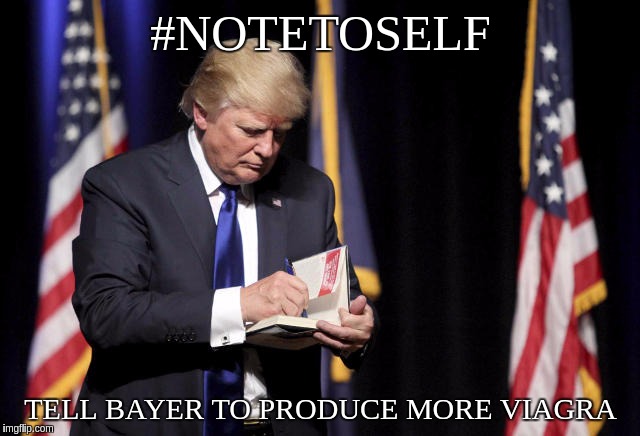 Explaining US Politics | #NOTETOSELF; TELL BAYER TO PRODUCE MORE VIAGRA | image tagged in notetoself,politics,usa,memes,funny | made w/ Imgflip meme maker