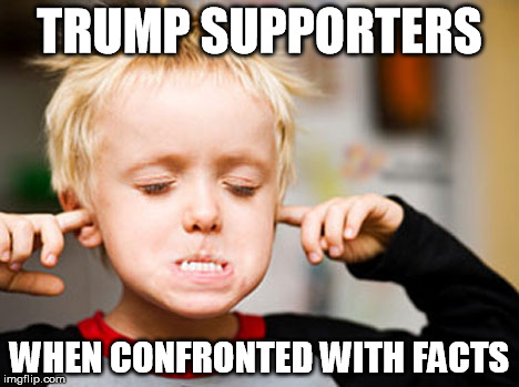trump supporter | TRUMP SUPPORTERS; WHEN CONFRONTED WITH FACTS | image tagged in trump,supporter,facts,fake news | made w/ Imgflip meme maker