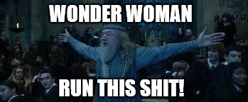 Harry Potter | WONDER WOMAN; RUN THIS SHIT! | image tagged in harry potter | made w/ Imgflip meme maker