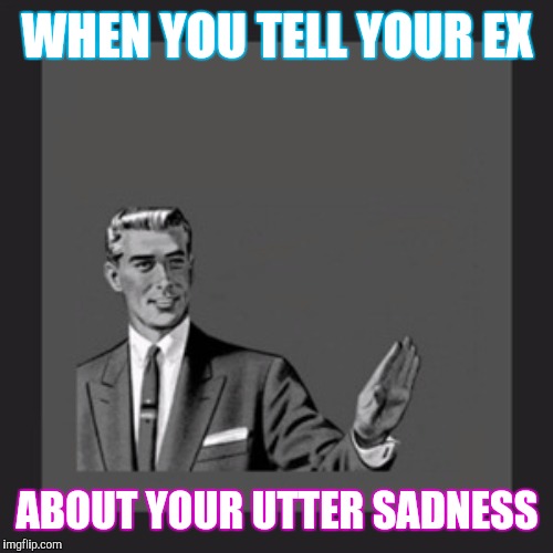 WHEN YOU TELL YOUR EX ABOUT YOUR UTTER SADNESS | made w/ Imgflip meme maker