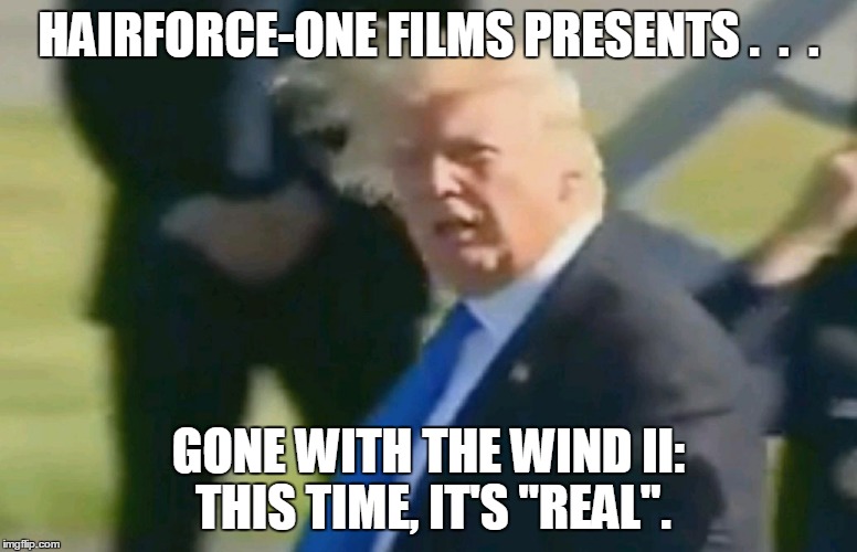 trump hair | HAIRFORCE-ONE FILMS PRESENTS .  .  . GONE WITH THE WIND II: THIS TIME, IT'S "REAL". | image tagged in trump hair,trump,trumps hair it's alive,donald trumph hair,new | made w/ Imgflip meme maker