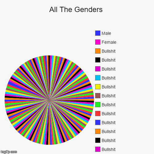 The 7 billion Genders | image tagged in funny,pie charts,gender,2 genders,nsfw,hentai | made w/ Imgflip chart maker