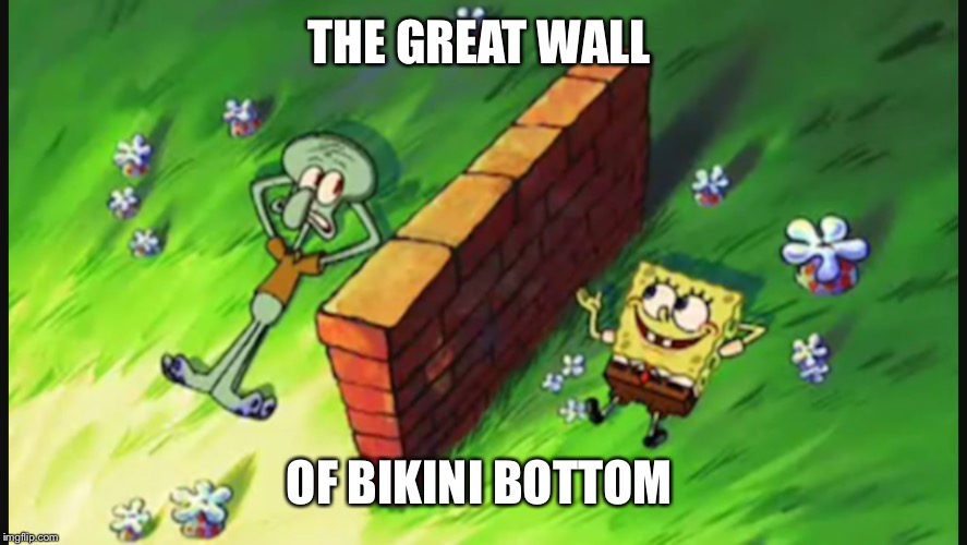 THE GREAT WALL; OF BIKINI BOTTOM | image tagged in memes | made w/ Imgflip meme maker