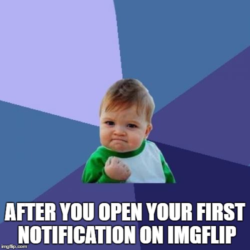 Success Kid Meme | AFTER YOU OPEN YOUR FIRST NOTIFICATION ON IMGFLIP | image tagged in memes,success kid,dank memes,marijuana,funny memes,imgflip | made w/ Imgflip meme maker