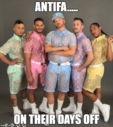 Antifa | ANTIFA..... ON THEIR DAYS OFF | image tagged in antifa,rompers,liberals,leftists,democrats | made w/ Imgflip meme maker