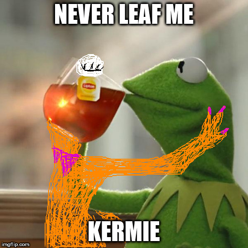 liquid love | NEVER LEAF ME; KERMIE | image tagged in memes,but thats none of my business,kermit the frog | made w/ Imgflip meme maker