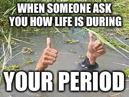 underWater | WHEN SOMEONE ASK YOU HOW LIFE IS DURING; YOUR PERIOD | image tagged in underwater | made w/ Imgflip meme maker