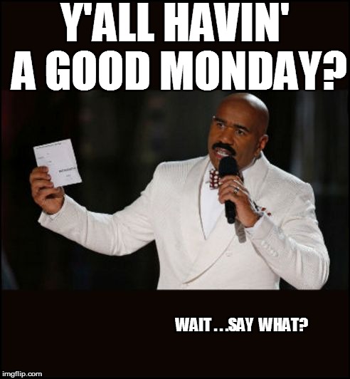 Y'ALL HAVIN' A GOOD MONDAY? WAIT . . .SAY  WHAT? | made w/ Imgflip meme maker