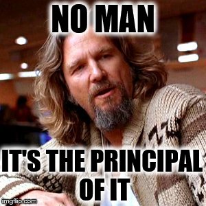 Confused Lebowski Meme | NO MAN; IT'S THE PRINCIPAL OF IT | image tagged in memes,confused lebowski | made w/ Imgflip meme maker