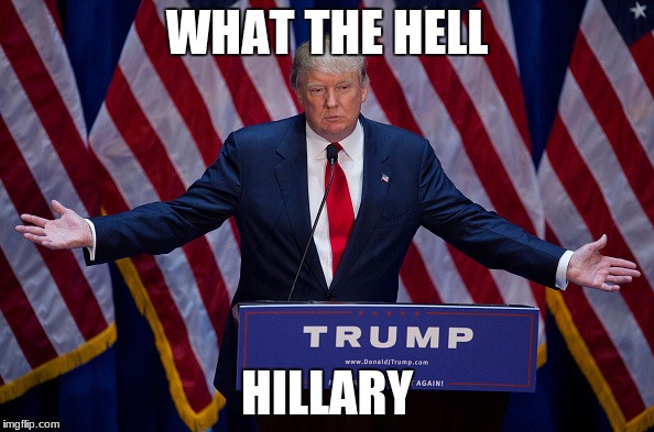 Donald Trump | WHAT THE HELL; HILLARY | image tagged in donald trump | made w/ Imgflip meme maker