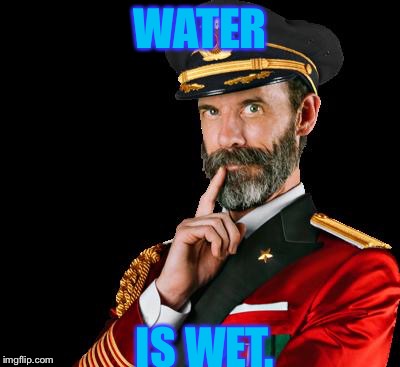 captain obvious | WATER; IS WET. | image tagged in captain obvious | made w/ Imgflip meme maker