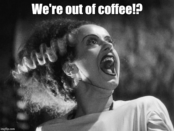 We're out of coffee!? | image tagged in bride of frankenstein | made w/ Imgflip meme maker