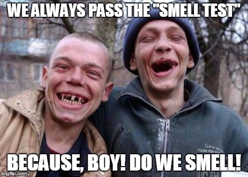 Ugly Twins Meme | WE ALWAYS PASS THE "SMELL TEST"; BECAUSE, BOY! DO WE SMELL! | image tagged in memes,ugly twins | made w/ Imgflip meme maker