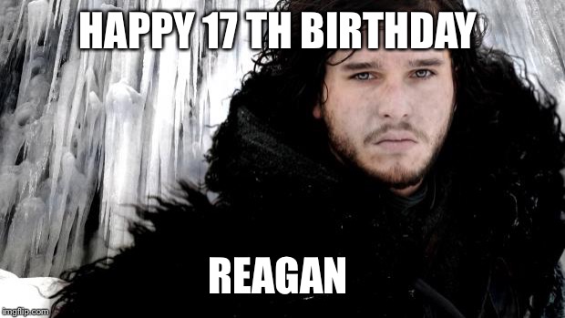 Jon Snow | HAPPY 17 TH BIRTHDAY; REAGAN | image tagged in jon snow | made w/ Imgflip meme maker