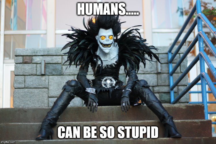 Ryuk | HUMANS..... CAN BE SO STUPID | image tagged in ryuk | made w/ Imgflip meme maker