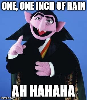 The Count | ONE, ONE INCH OF RAIN; AH HAHAHA | image tagged in the count | made w/ Imgflip meme maker