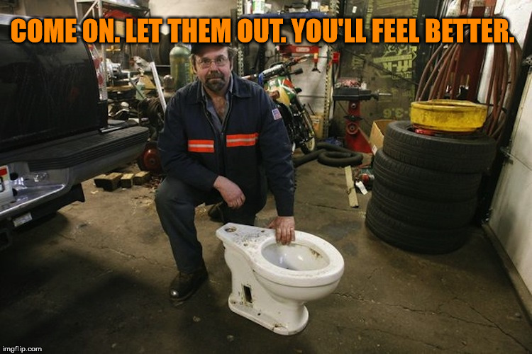 Toilet Man | COME ON. LET THEM OUT. YOU'LL FEEL BETTER. | image tagged in toilet man | made w/ Imgflip meme maker