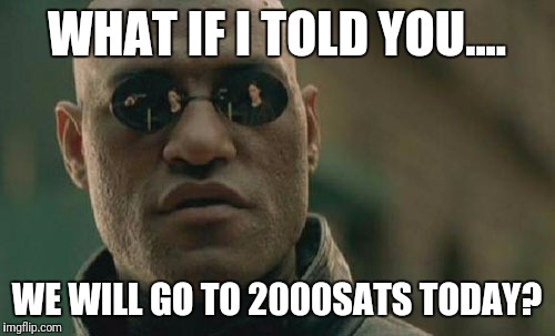 Matrix Morpheus Meme | WHAT IF I TOLD YOU.... WE WILL GO TO 2000SATS TODAY? | image tagged in memes,matrix morpheus | made w/ Imgflip meme maker
