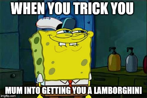 Don't You Squidward Meme | WHEN YOU TRICK YOU; MUM INTO GETTING YOU A LAMBORGHINI | image tagged in memes,dont you squidward | made w/ Imgflip meme maker