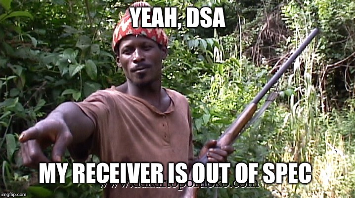 African Bush Gun | YEAH, DSA; MY RECEIVER IS OUT OF SPEC | image tagged in african bush gun | made w/ Imgflip meme maker
