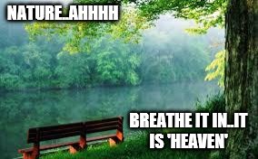 Nature | NATURE..AHHHH; BREATHE IT IN..IT IS 'HEAVEN' | image tagged in nature | made w/ Imgflip meme maker
