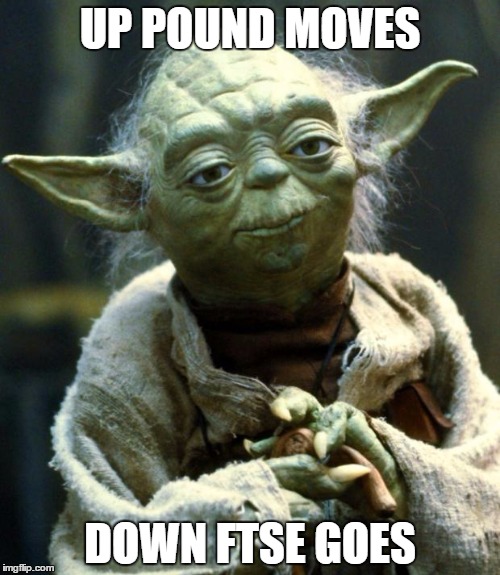 Star Wars Yoda Meme | UP POUND MOVES; DOWN FTSE GOES | image tagged in memes,star wars yoda | made w/ Imgflip meme maker