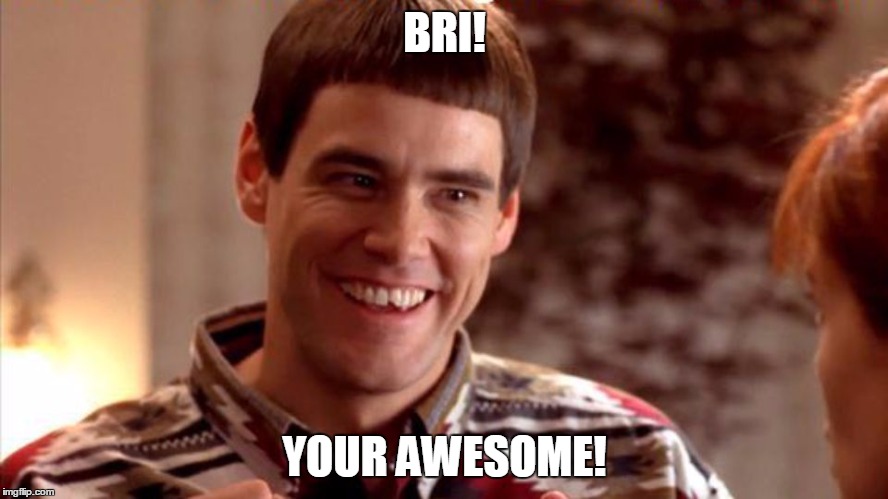 Dumb and Dumber | BRI! YOUR AWESOME! | image tagged in dumb and dumber | made w/ Imgflip meme maker