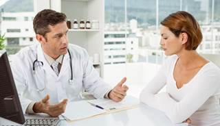 Doctor talking to woman Blank Meme Template