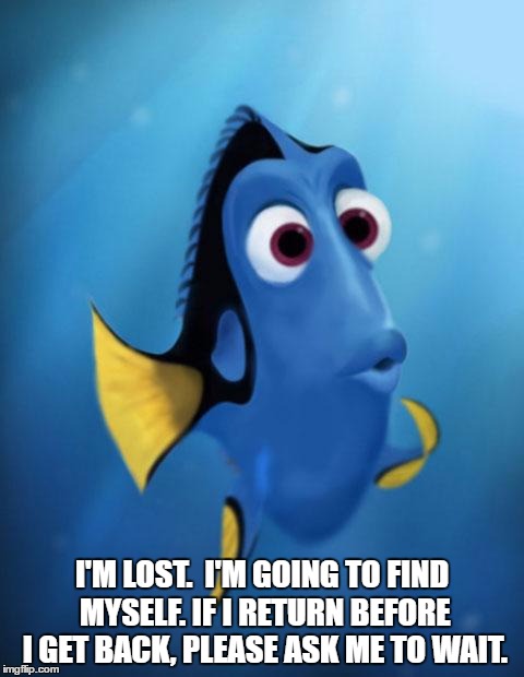 Nope, Lost it | I'M LOST.  I'M GOING TO FIND MYSELF. IF I RETURN BEFORE I GET BACK, PLEASE ASK ME TO WAIT. | image tagged in nope lost it | made w/ Imgflip meme maker