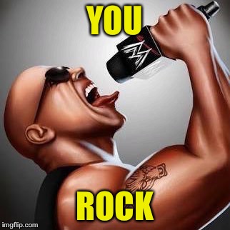 YOU ROCK | YOU; ROCK | image tagged in you rock,the rock,wwe | made w/ Imgflip meme maker