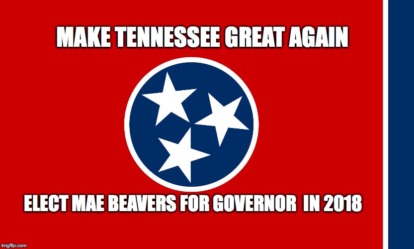 MAKE TENNESSEE GREAT AGAIN; ELECT MAE BEAVERS FOR GOVERNOR
 IN 2018 | image tagged in mae beavers for tn governor | made w/ Imgflip meme maker