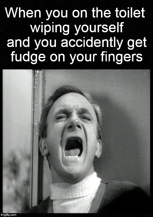 Don't you hate when this happens.... | When you on the toilet wiping yourself and you accidently get fudge on your fingers | image tagged in funny memes,ass fudge,fudge,lost in space,toilet humor,toilet paper | made w/ Imgflip meme maker