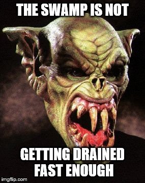 Monster | THE SWAMP IS NOT; GETTING DRAINED FAST ENOUGH | image tagged in monster | made w/ Imgflip meme maker