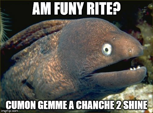 BJEel | AM FUNY RITE? CUMON GEMME A CHANCHE 2 SHINE | image tagged in memes,bad joke eel | made w/ Imgflip meme maker