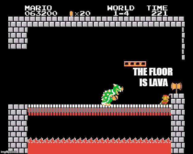 mario son of a bitch | THE FLOOR IS LAVA | image tagged in the floor is | made w/ Imgflip meme maker