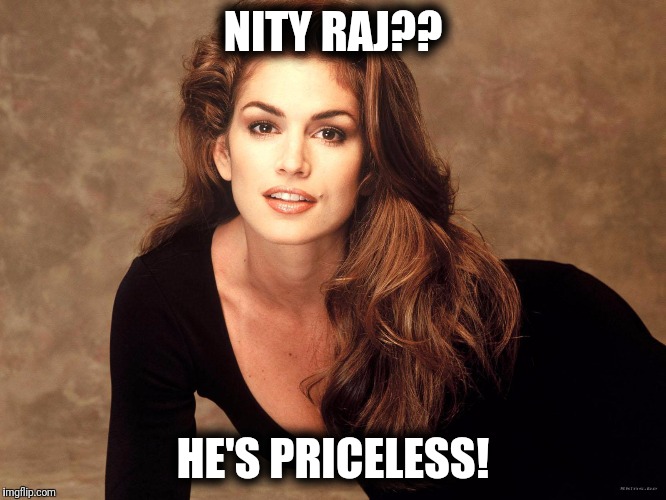 Priceless | NITY RAJ?? HE'S PRICELESS! | image tagged in model | made w/ Imgflip meme maker