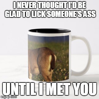 I never thought I'd be glad to lick someone's ass - until I met you | I NEVER THOUGHT I'D BE GLAD TO LICK SOMEONE'S ASS; UNTIL I MET YOU | image tagged in jinjabred | made w/ Imgflip meme maker