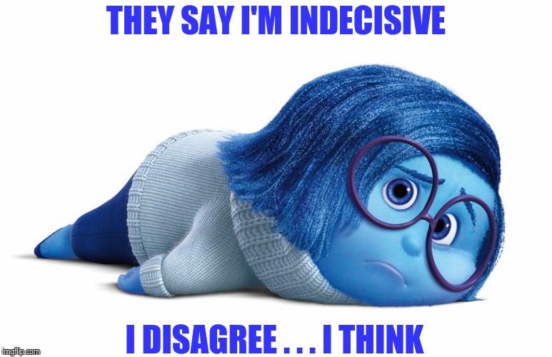 Sadness | THEY SAY I'M INDECISIVE I DISAGREE . . . I THINK | image tagged in sadness | made w/ Imgflip meme maker