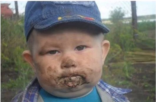 farmer toddler eating dirt Blank Meme Template
