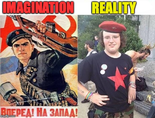 Dream On Comrades | REALITY; IMAGINATION | image tagged in sjw,revolution,deception | made w/ Imgflip meme maker