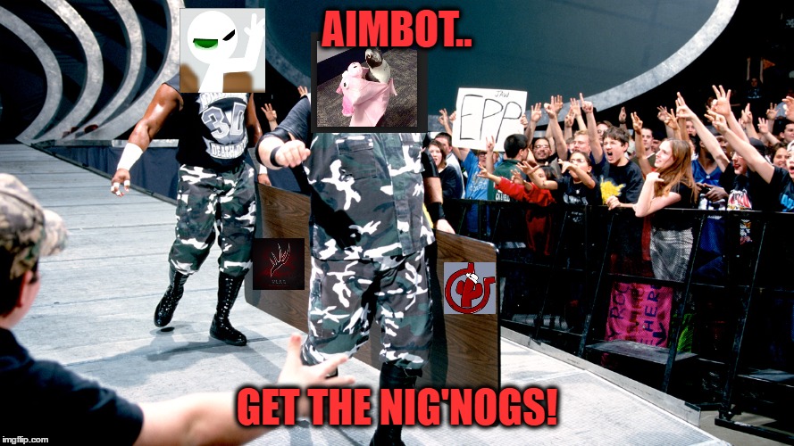 3D meme BbY | AIMBOT.. GET THE NIG'NOGS! | image tagged in 3d,dudley boyz | made w/ Imgflip meme maker