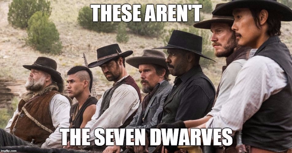 The Magnificent Seven Dwarves | image tagged in the magnificent seven,dwarves | made w/ Imgflip meme maker