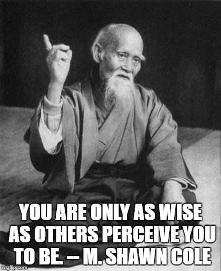 Wise old asian | YOU ARE ONLY AS WISE AS OTHERS PERCEIVE YOU TO BE. -- M. SHAWN COLE | image tagged in wise old asian | made w/ Imgflip meme maker