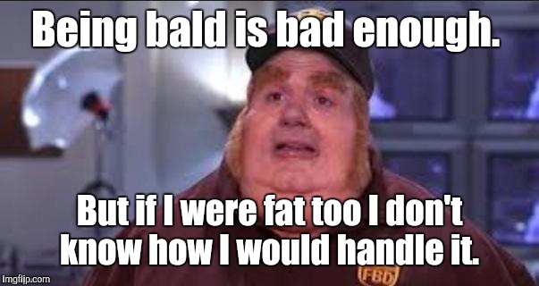 Fat | Being bald is bad enough. But if I were fat too I don't know how I would handle it. | image tagged in fat | made w/ Imgflip meme maker