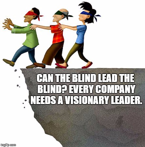 leadership training | CAN THE BLIND LEAD THE BLIND? EVERY COMPANY NEEDS A VISIONARY LEADER. | image tagged in insanity wolf | made w/ Imgflip meme maker